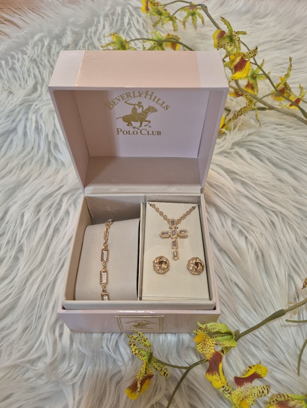Beverly Hills Polo Club Gold Color Necklace, Bracelet & Earring Set